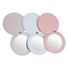 3 Pcs Unbreakable Stainless Steel Compact Mirrors PU Leather Sleeve Portable