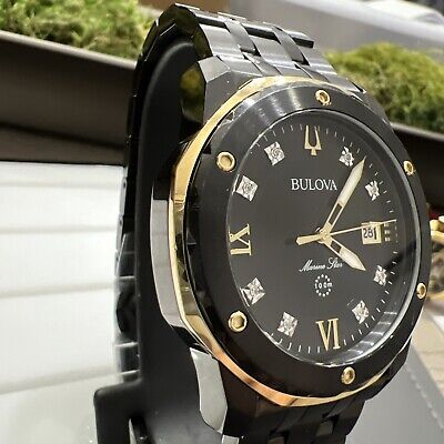 Bulova Men's Watch 98D176 Marine Star Quartz Diamond Black Bulova Men's Watch 98D176 Marine Star Quartz Diamond Black