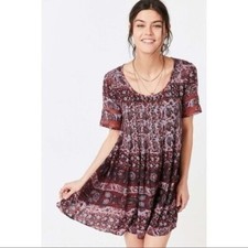 Urban Outfitters UO Ecote Amethyst Ivory Pintucked Frock Mini Dress XS