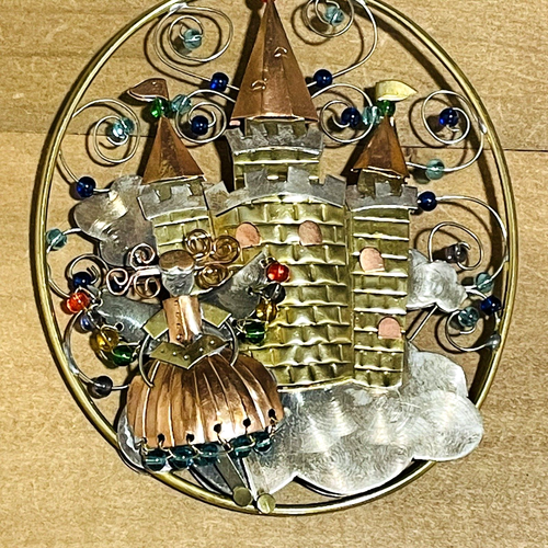 Artisan Metal Craft Princess Castle Sun Catcher 5" Ornament Window Decor - Picture 2 of 8