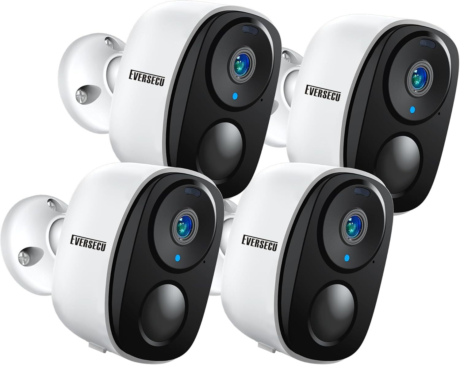 EVERSECU 2K 3MP Outdoor Wireless Security Camera Support Pairing 4pack White