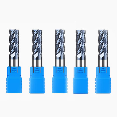 5PCS HRC45 D12*30*75L Carbide Square End Mill Bits Set, Tungsten Steel End Mills