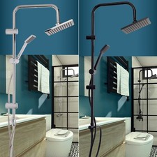Large Chrome Dual Shower Head Rainfall & Handheld Combo Mixer Wall Mounted Set