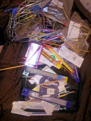 Large Lot knitting Needles & Accessories w Bag, addi skacel Susan Bates...