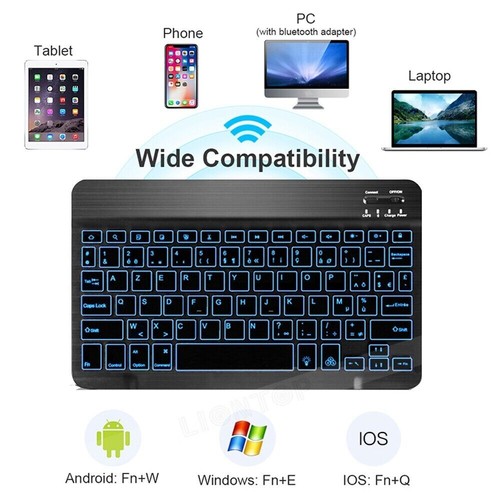 10" Universal Backlit Bluetooth Keyboard Mouse For IOS Android Windows Tablet PC - Picture 12 of 23
