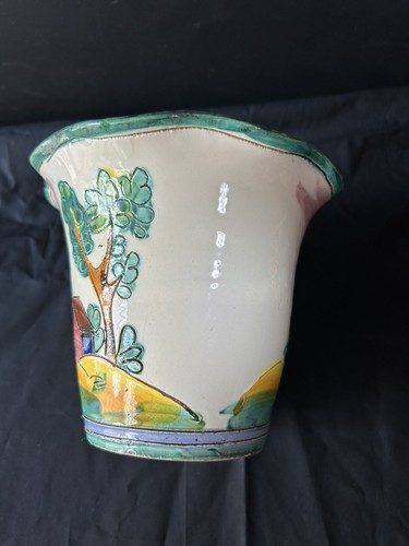 Vtg Italy Hand Painted Ceramic Planter, Country. House,Marked,Numbered,Lovely - Picture 8 of 12