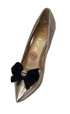 Black Bow with Charm Clip for Shoes 2 pieces 
