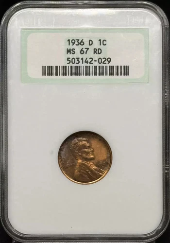 1936 D Lincoln Wheat Cent NGC MS-67 RD