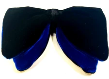 Vintage Ormand Bow Tie Blue Velvet Oversized Clip On Rust Resistant *Wear READ!*