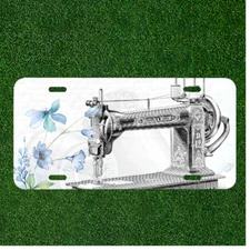 Custom Personalized License Plate Auto Tag With Sewing Machine Design