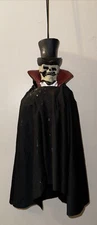 Vtg Paper Magic Skeleton Phantom Top Hat Hanging Bungee Cord Creepy 15” Goth