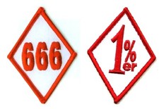 OUTLAW BIKER GANG HOG RIDER AMERICAN biker CHEST Iron-on 2-PATCH: 666 + 1%er