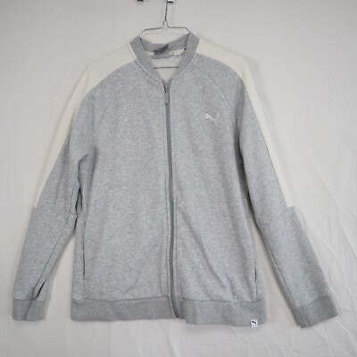 PUMA Jacket Womens XL Full Zip Activewear Knit Track Sweat Logo Gray Long Sleeve