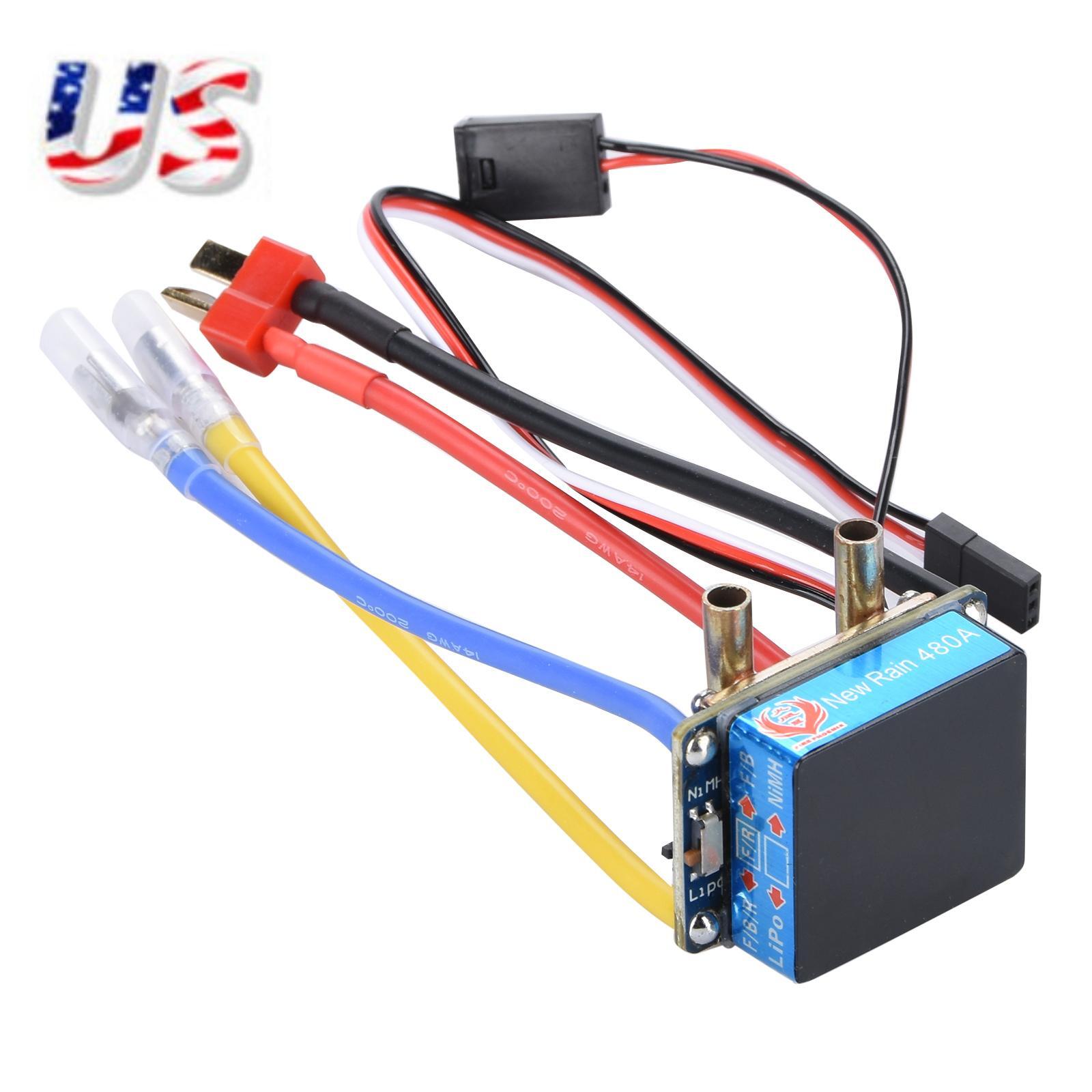 480A Waterproof Brushed ESC Kit Dual Mode Water-Cooled for RC Boats Cars