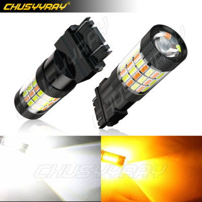 Pair 3157 3057 4057 4157 LED Turn Signal Lights Bulbs White Amber Switchback US