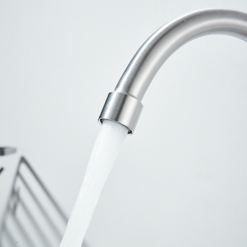 Rubinetto lavello cucina moderno con spruzzatore laterale estraibile rubinetto miscelatore arco alto spazzolato - Foto 20 di 20