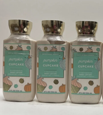 3 New PUMPKIN CUPCAKE   BATH & BODY WORKS BODY LOTION CREAM 24 Hr MOISTURE