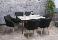 6Er-Set Esszimmerstuhl Malmö T382, Retro 50Er Jahre, Textil, Dunkelgrau, Stuhl