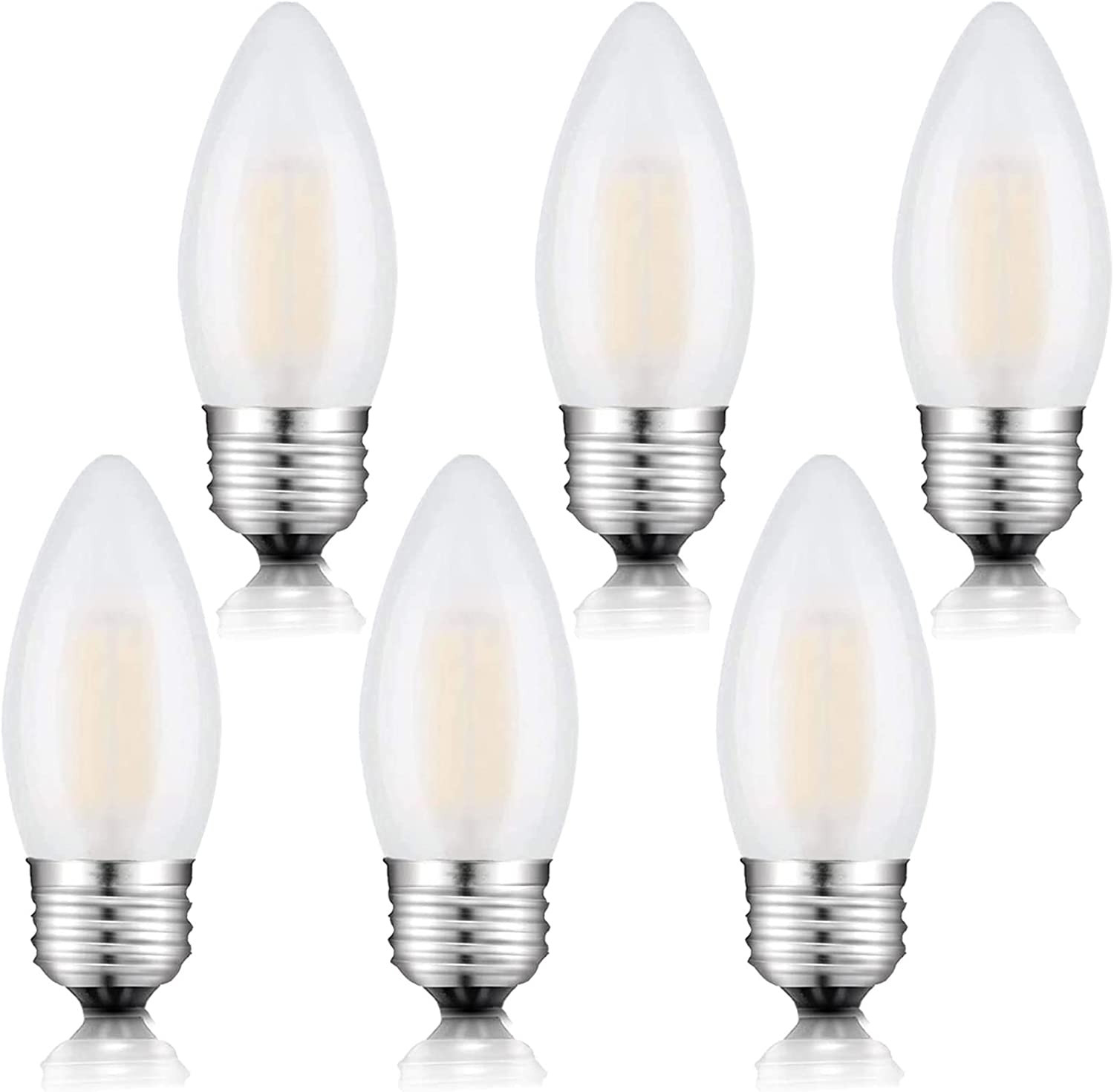 E26 Candelabra Light Bulbs Frosted Chandelier Light Bulbs 25Watt Equivalent 2700