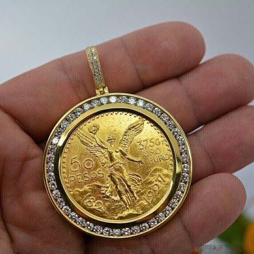 TRENDING 3.80Ct Round Cut Lady Liberty COIN Pendant In 14K Yellow Gold Plated. - Picture 3 of 6