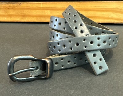 G-Star RAW Vintage Women's Belt Punched Hole Thin Leather Steel Grey 0.5'' x 43''