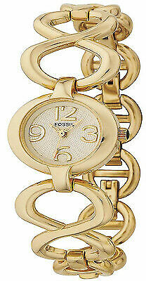 Rare Women’s Gold Tone F2 Fossil ES-1285 Watch Crystal Quartz Accents Pearl Dial Women main image 3