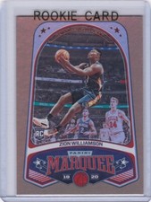 ZION WILLIAMSON ROOKIE CARD 2019 Marquee Basketball Pelicans BRONZE VARIATION RC