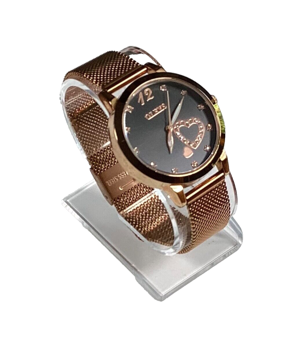 OLEVS レディース 腕時計 ハートモチーフ OLEVS Rose Gold Hearts 5189L Womens Watch Gemmed Mesh WR