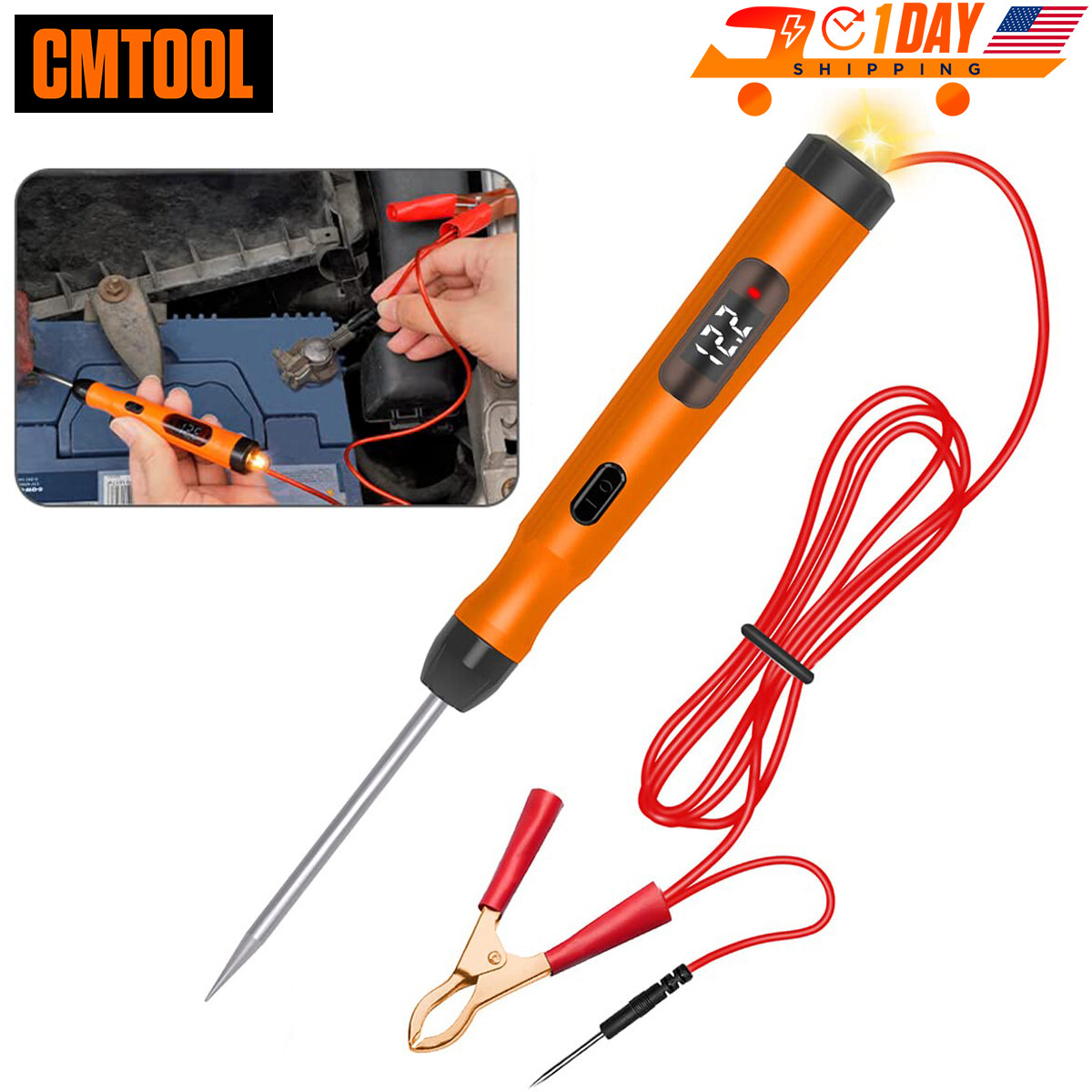 Tester di circuito, tester di cablaggio, penna per tester di circuito digitale 1Pc 3‑48V con sonda in acciaio inossidabile per la riparazione del cablaggio del circuito di guasto del veicolo