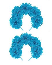 2PCS Blue Fuzzy Headband Fluffy Yarn Hairband Pom Pom Headwear Kids Adult Hal...