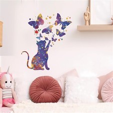 Fantasy Starry Sky Cat Butterfly Wall Stickers,sacinora Cartoon Kitten Animal...