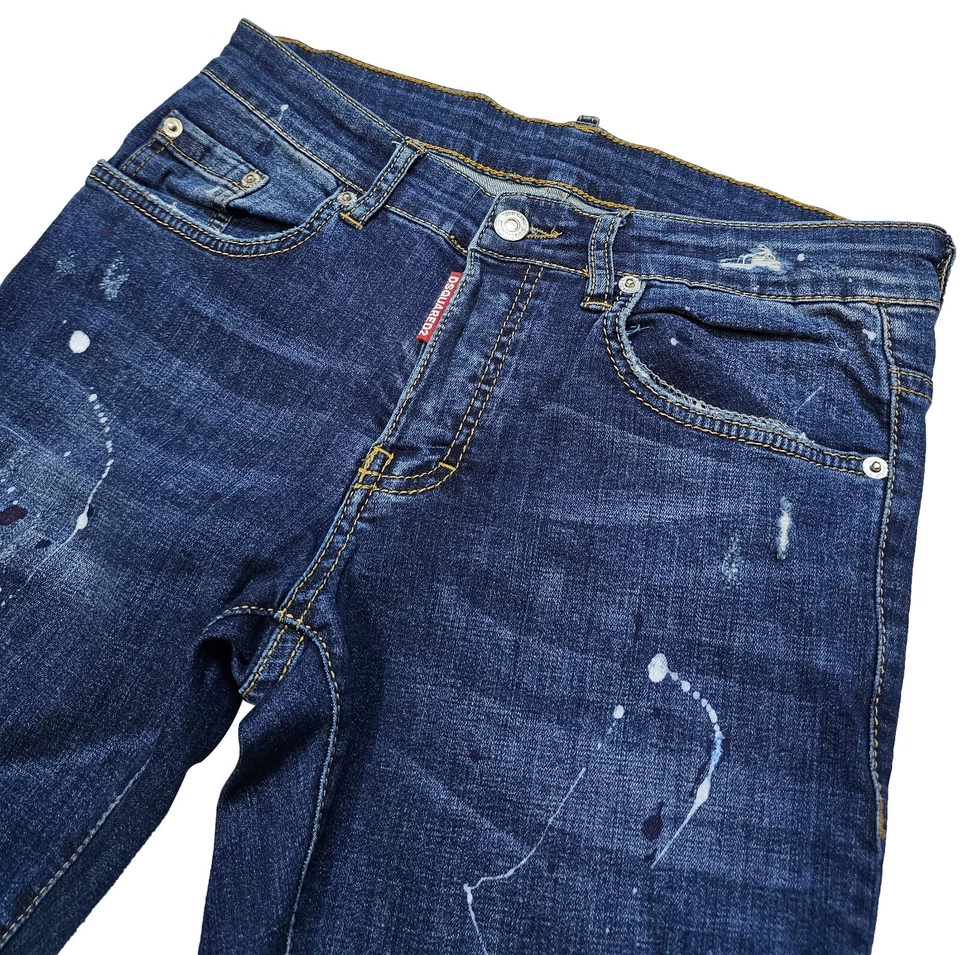 DSQUARED2 Jeans Pants Men's Blue Jeans Paint Print Size 30X32 In Slim Fit Cotton - Image 3 of 4