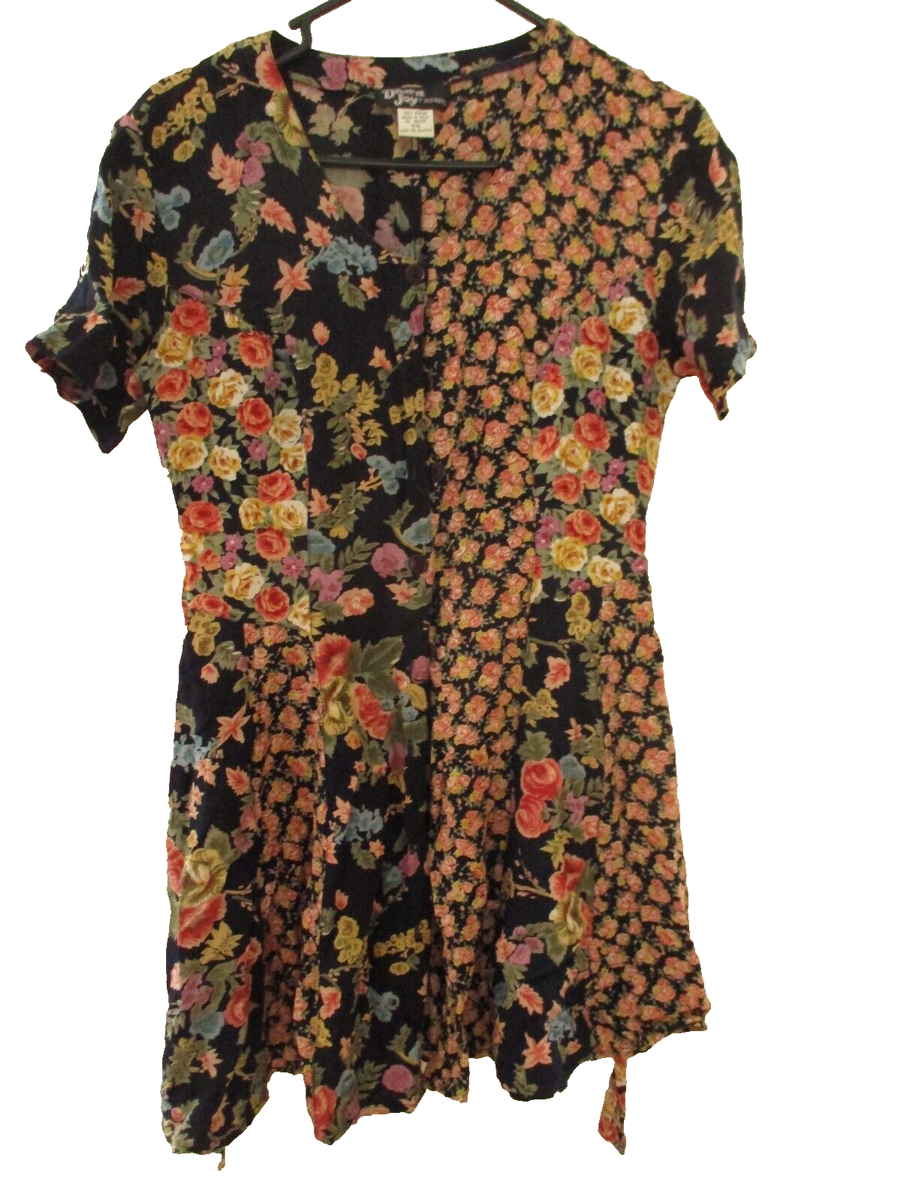 Vintage floral dress button front short 1990s Dawn Joy Fashion 5/6