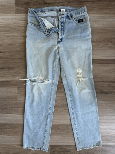 Vintage 90s Y2K Style Harley Davidson Blue Distressed Denim Jeans Men’s - Picture 4 of 15