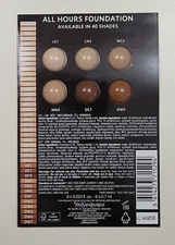 YSL Yves Saint Laurent All Hours Full Coverage Foundation 6 Samples Card