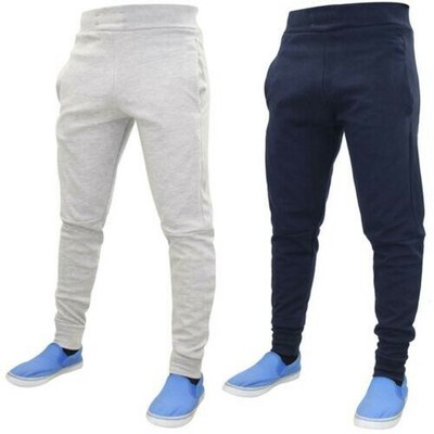 Polar Hombre Pantalón de Chándal Liso Ajustado Puño Canalé Cinturilla  Pantalones | eBay