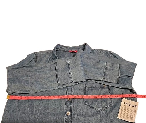 Guess Women's Blouse Denim Long Sleeves Shirt Imogen Button Up Size Large NWT - Picture 13 of 13