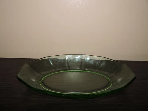 Uranium Green Depression Glass Oval Dish