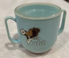 Vintage 1960's Blue Pink Tommee Tippee Sippy Cup Handle Weighted Bottom