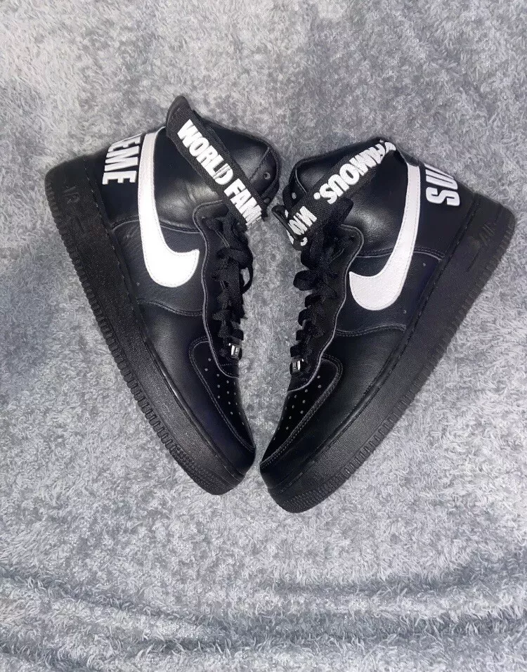 Chaussures noires Nike Air Force taille 10 1 High SP x Supreme rares 
