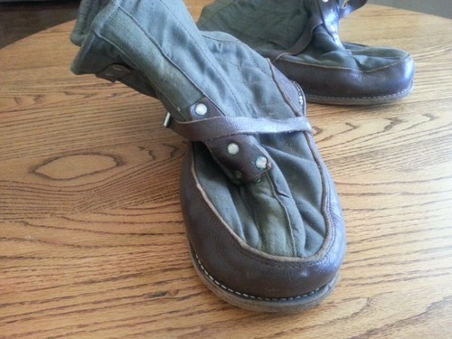Vintage Swedish Military Surplus Canvas / Wool / Leather Over Boots - Great - Bild 4 von 7