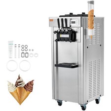 VEVOR Macchina per gelato soft commerciale resa 21 a 31L/h 3 gusti 1670 W