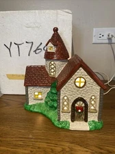 Yuletide “ Only Yesterday ” Lighted Ceramic Church W/ Beautiful Christmas Tree!
