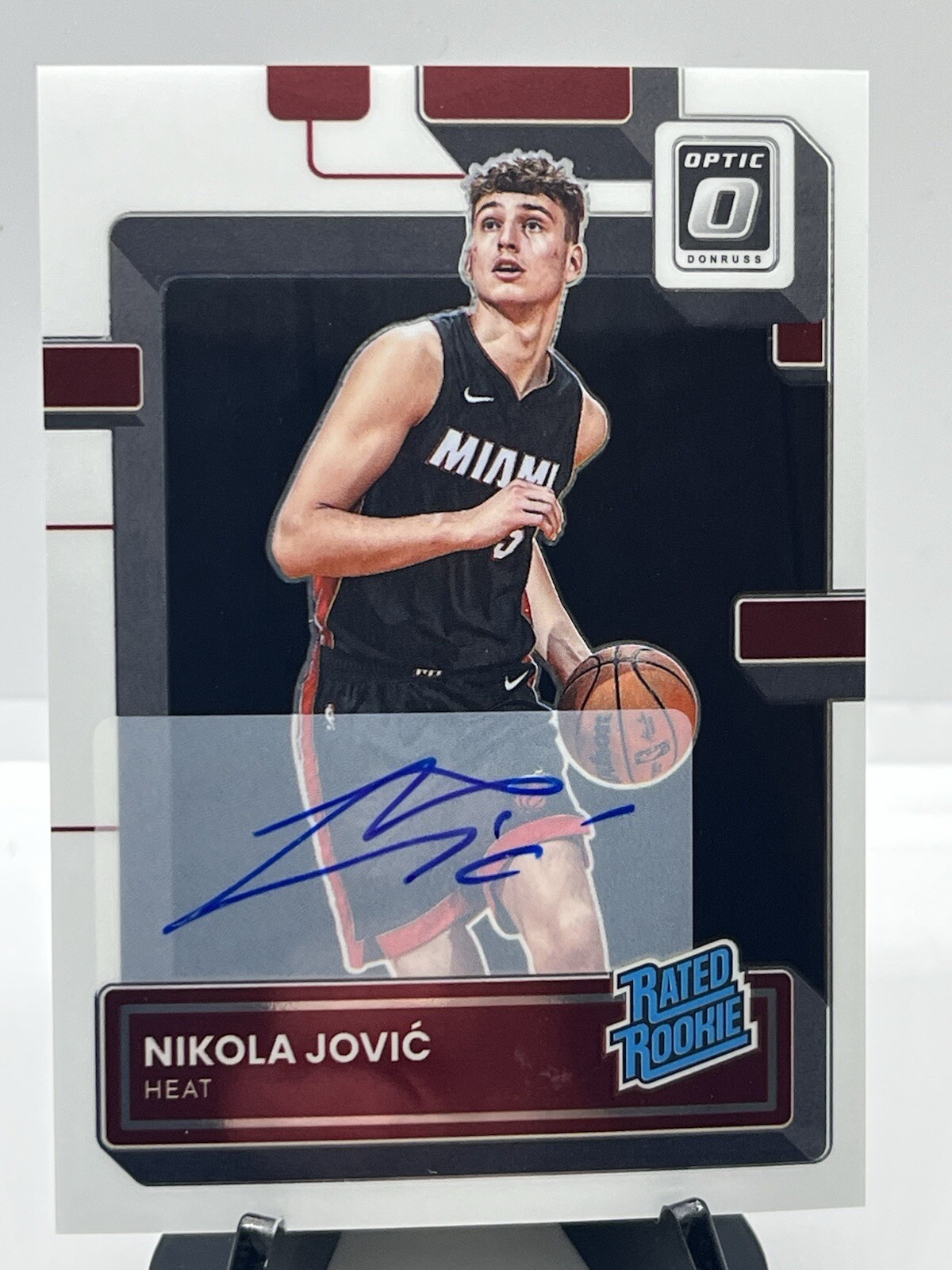 2022-23 Panini Donruss Optic Nikola Jovic Optic Rated Rookie Auto #224 Heat