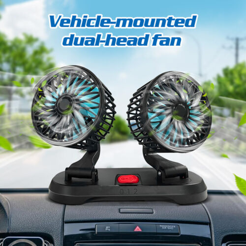 12/24V/USB Car Portable Air Fan Van Truck Auto RV Dash Cooling Dual Heads Cooler - Picture 11 of 18