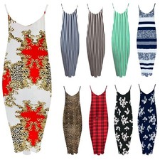 Womens Ladies Cami Strappy Baggy Rainbow Tongue Italian Drape Baggy Maxi Dress