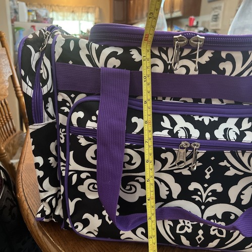 Brand New Duffle Bag Sports Duffel Gym Bag in White & Black Trimmed In Purple - Picture 17 of 24