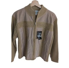 Faux Suede Patchwork Cardigan Womens M Western Full Zip Jacket 70s Retro Hippie