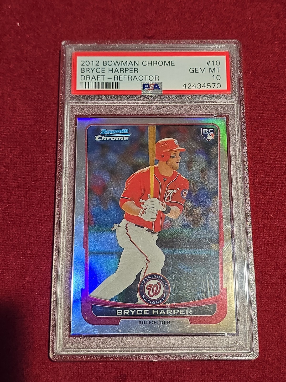 2012 Bowman Chrome Bryce Harper Rookie Refractor PSA 10 Out Of 300
