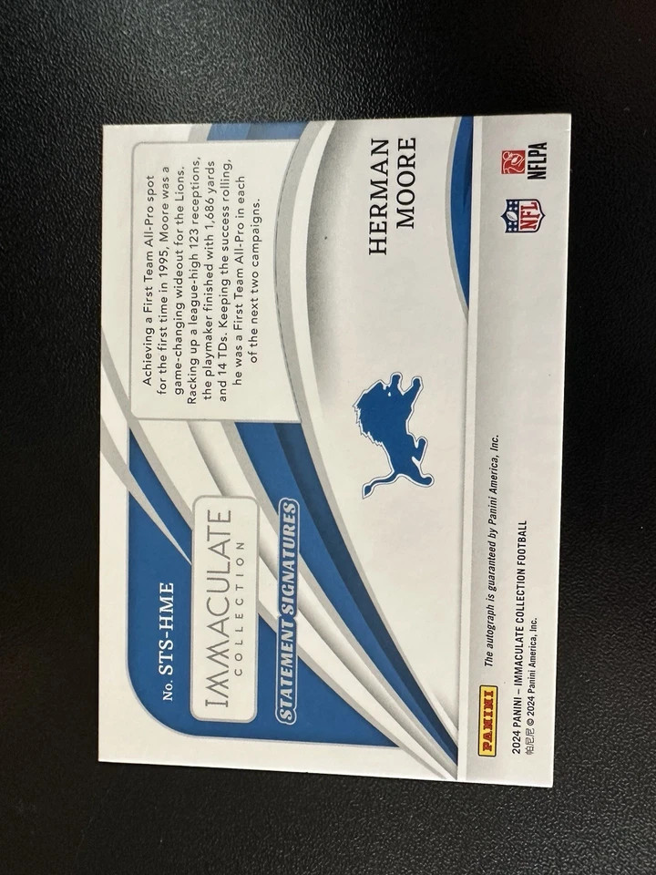 2024 Panini Immaculate Collection Herman Moore Auto /49 #STS-HME - Image 2 of 2